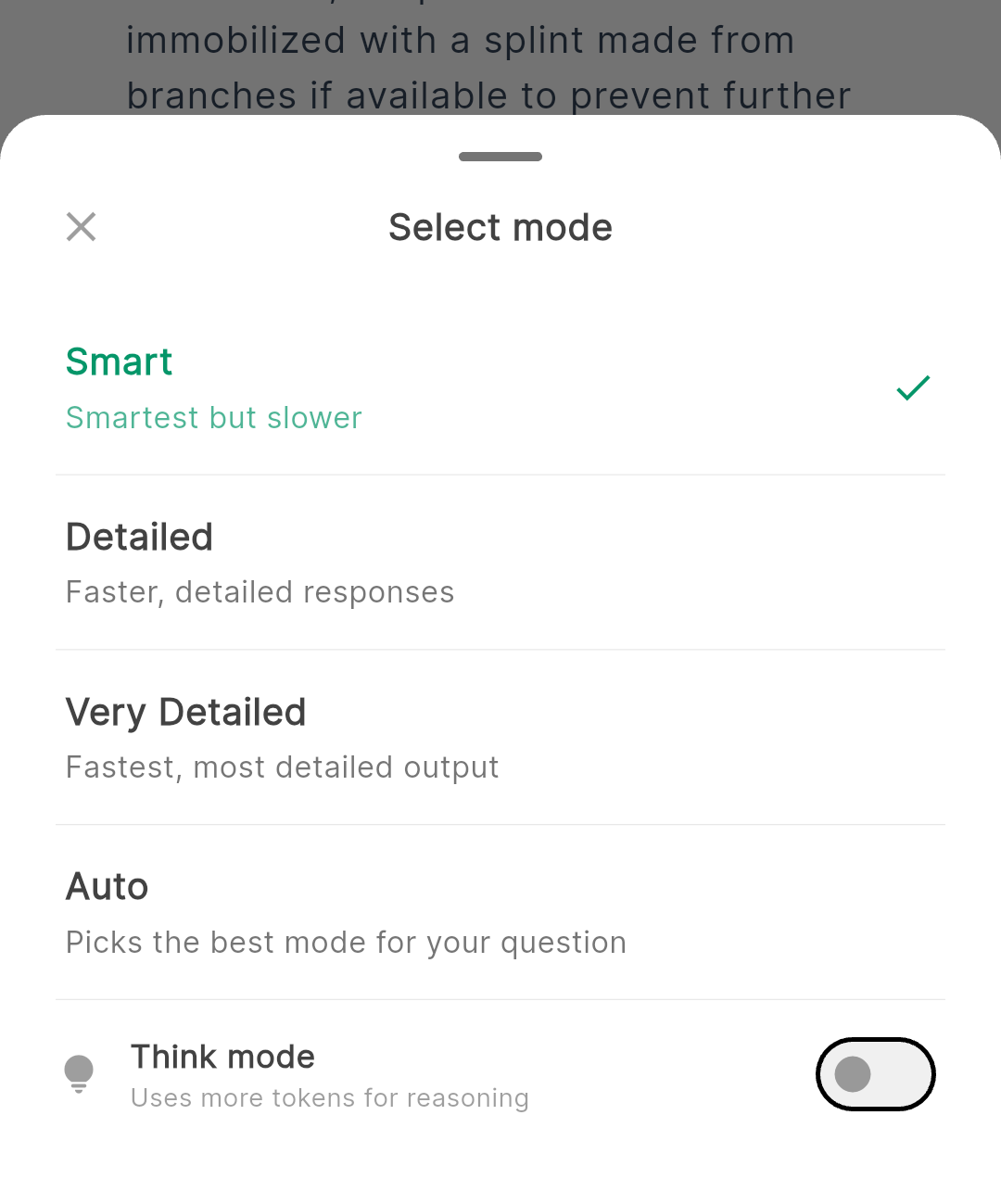 Intelligence mode selector